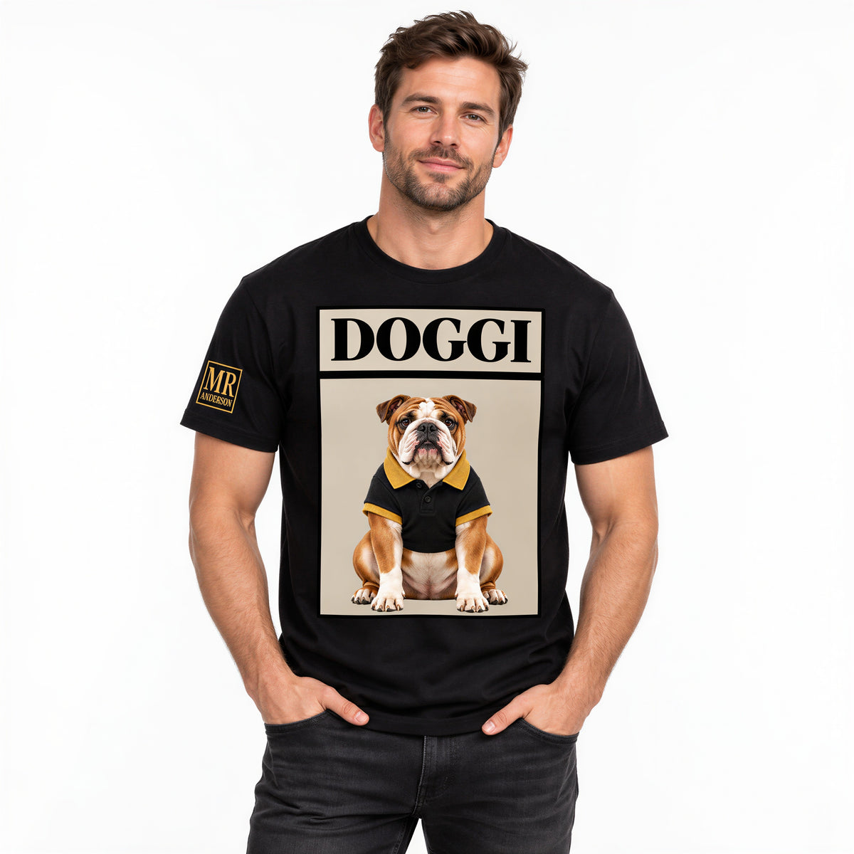 DOGGI™ Originals // The Trail-Luxury Bulldog Men's Heavyweight Tee | Black