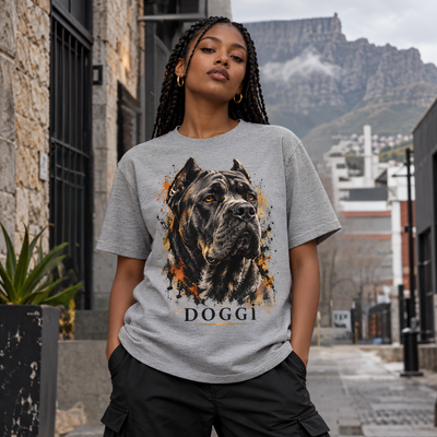 DOGGI™ Unisex Cane Corso Streetwear T-Shirt – Grey Melange