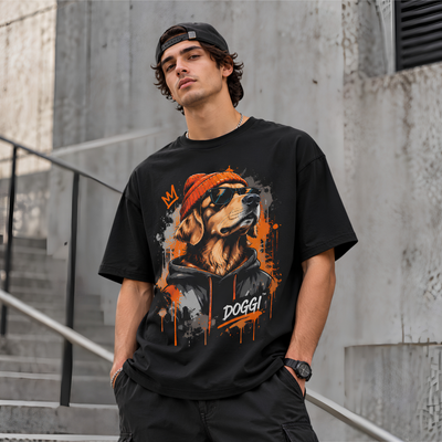 DOGGI™ Unisex Golden Retriever Streetwear T-Shirt – Black