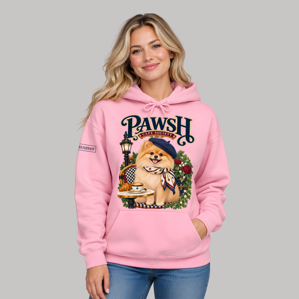 PAWSH Women’s Café Society Pomeranian Hoodie – Pink