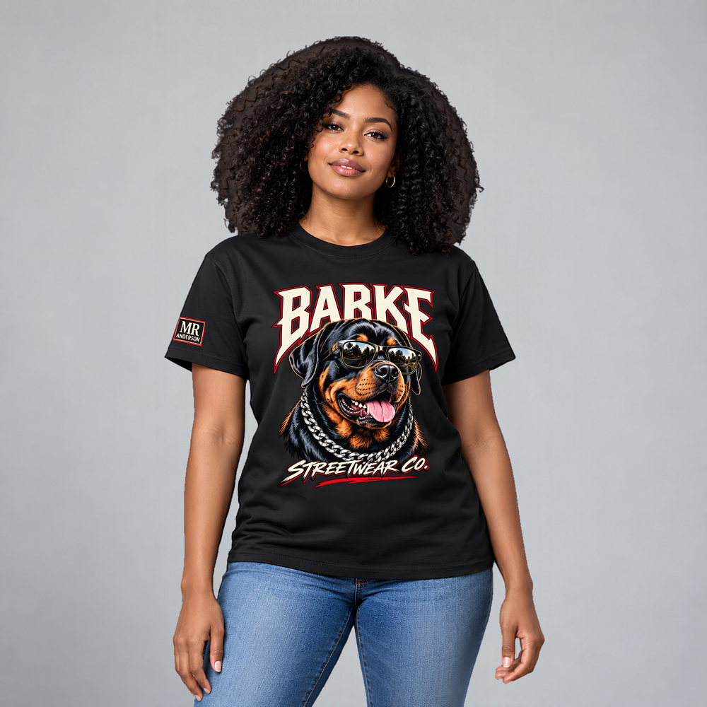 BARKE Women’s Rottweiler Streetwear T-Shirt – Black