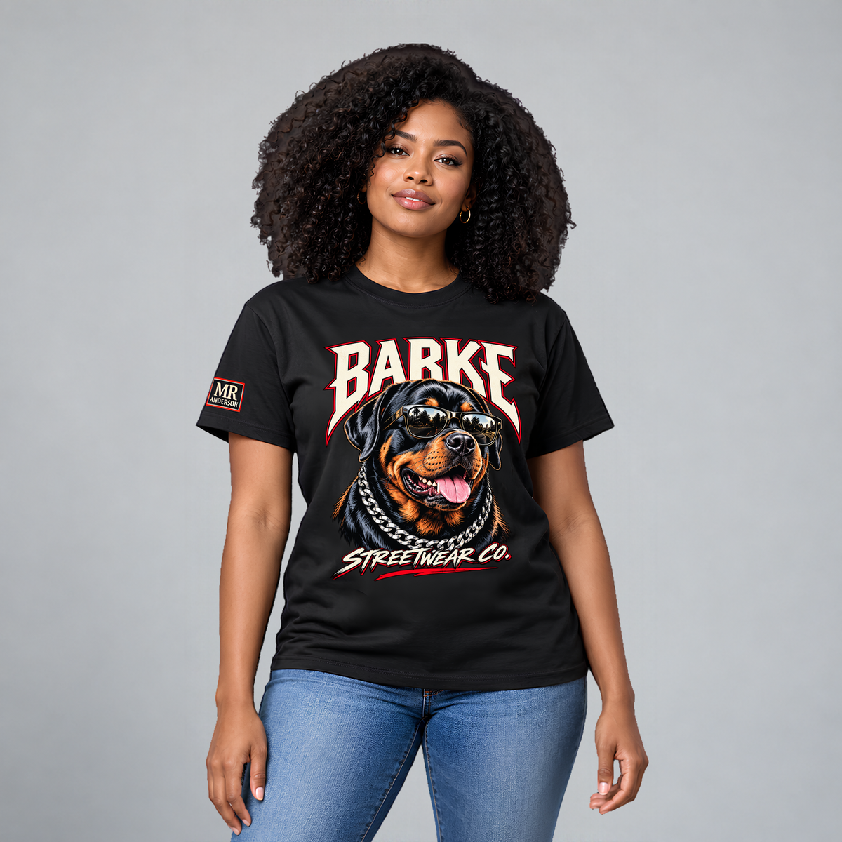 BARKE Women’s Rottweiler Streetwear T-Shirt – Black