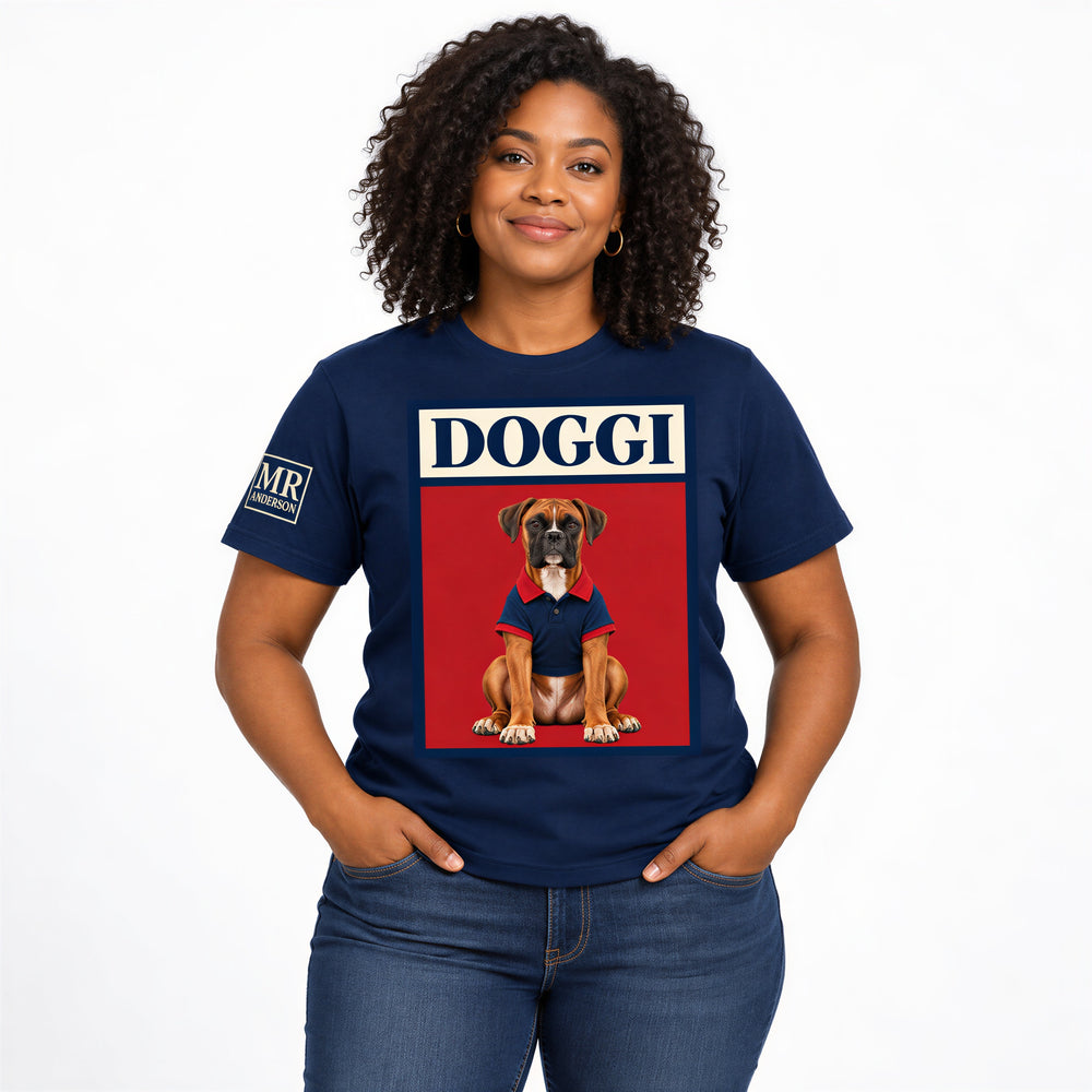 DOGGI™ Polo Club Boxer Women's Short Sleeve Tee | Navy