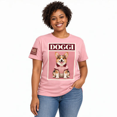 DOGGI™ Originals  The Trail-Luxury Corgi Women's Heavyweight Tee  Pink