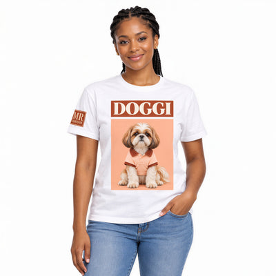 DOGGI™ Originals // The Trail-Luxury Shih Tzu Women's Heavyweight Tee | White