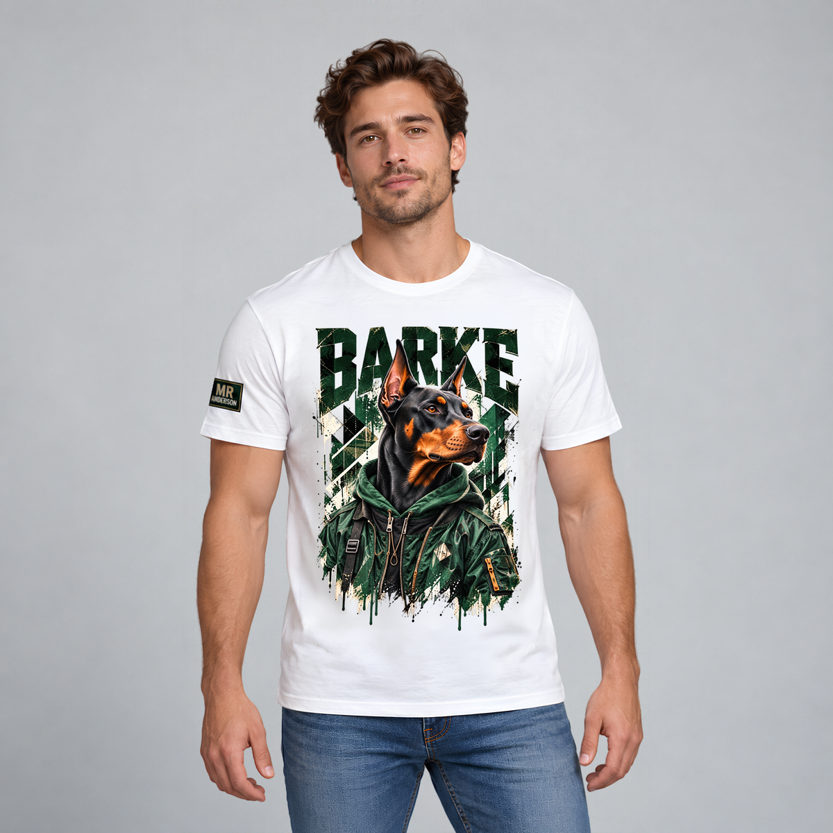 BARKE Men’s Doberman Streetwear T-Shirt – White