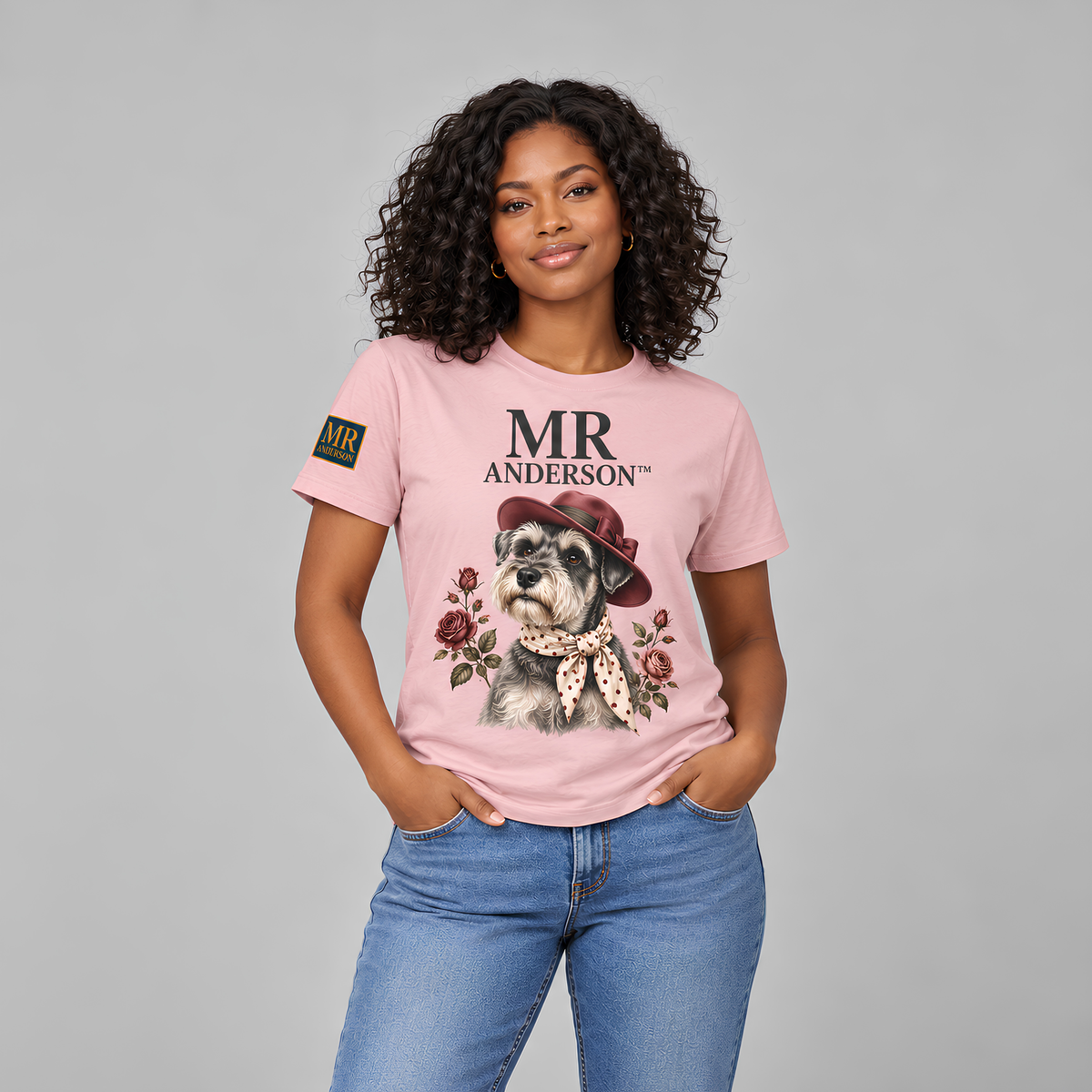 MR ANDERSON™ Women’s Schnauzer Rose T-Shirt – Pink