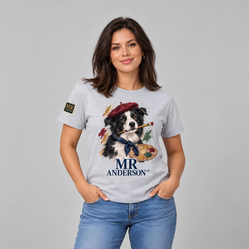 MR ANDERSON™ Women’s Border Collie Artist T-Shirt – Grey