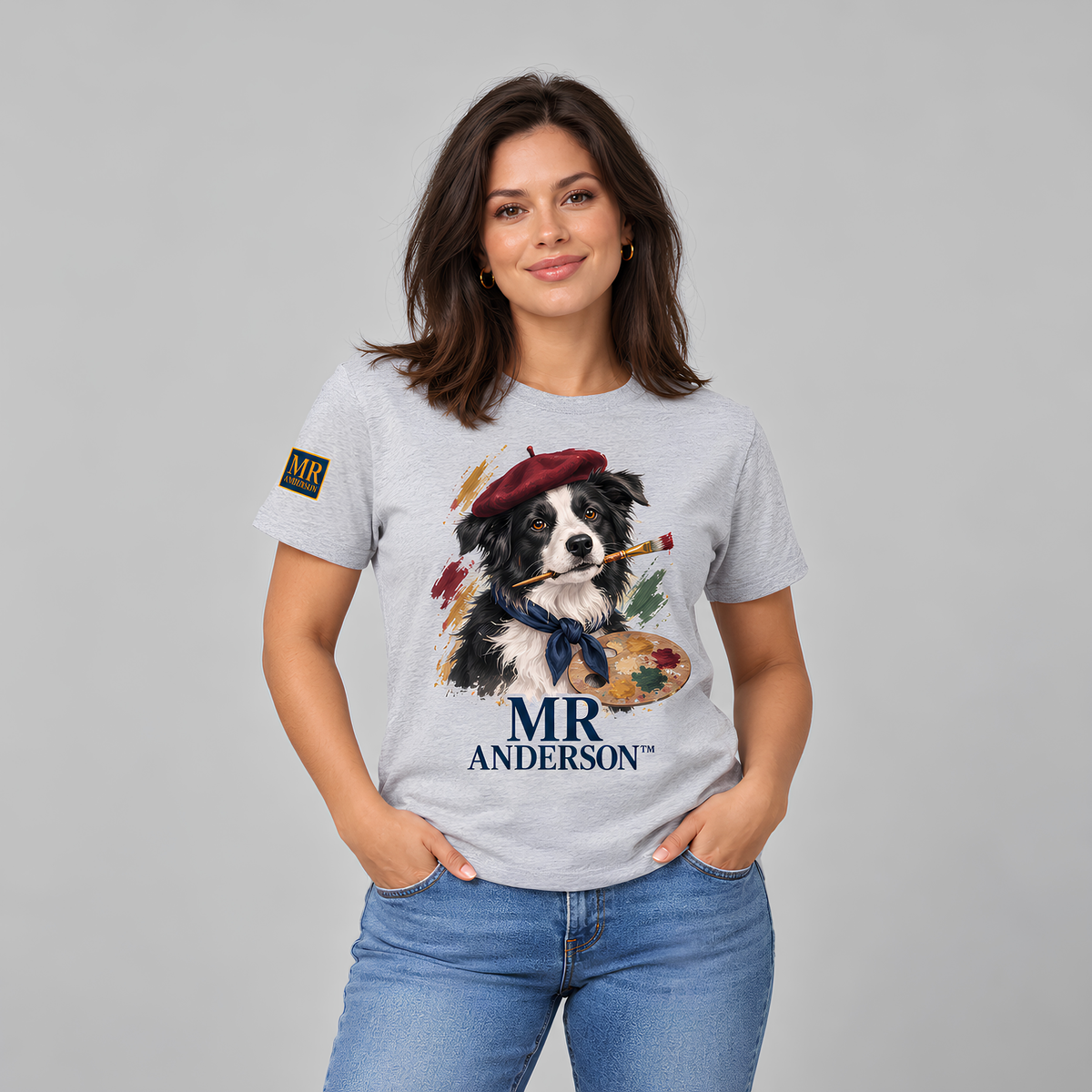 MR ANDERSON™ Women’s Border Collie Artist T-Shirt – Grey