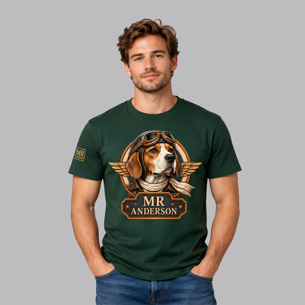 MR ANDERSON™ Men’s Beagle Aviator T-Shirt – Bottle Green