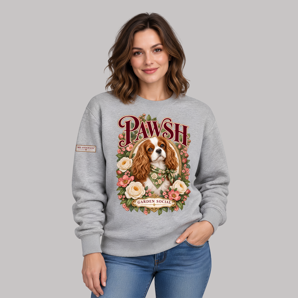PAWSH Women’s Garden Social Cavalier Sweatshirt – Grey Melange