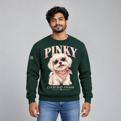PINKY Men’s Everyday Charm Dog Sweatshirt – Bottle Green