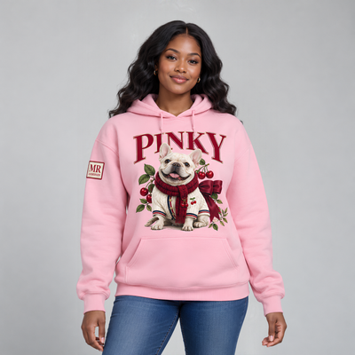 PINKY Women’s French Bulldog Cherry Charm Hoodie – Pink