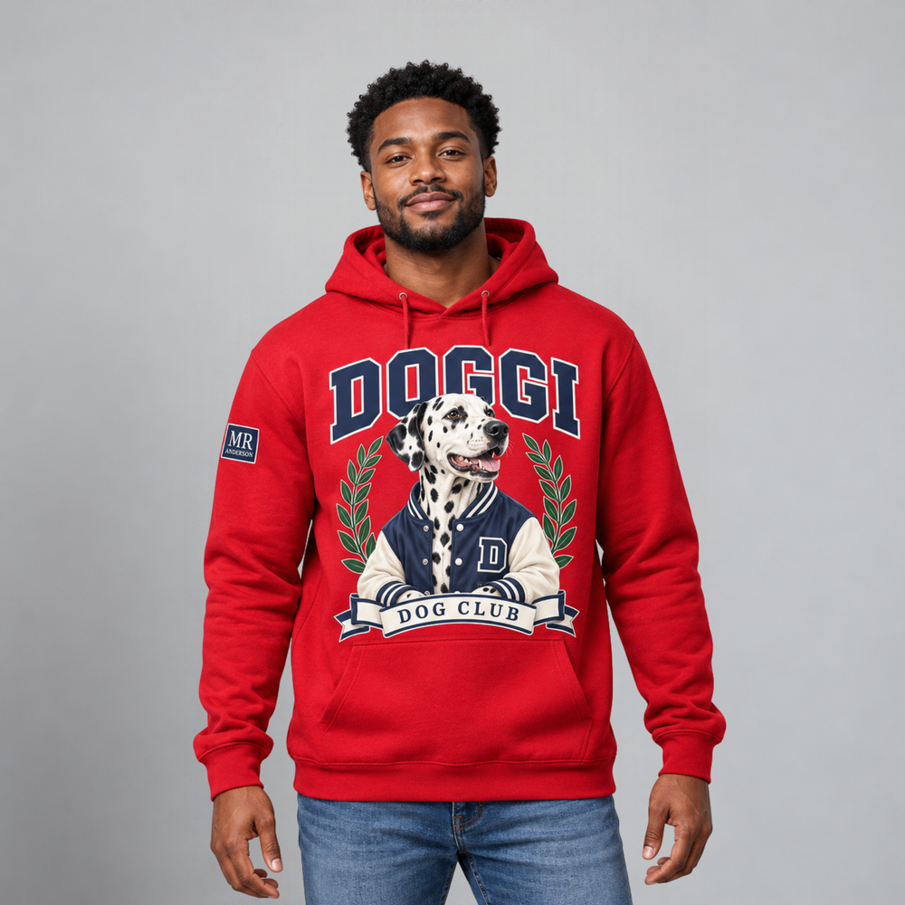 DOGGI™ Men’s Dalmatian Club Hoodie – Red